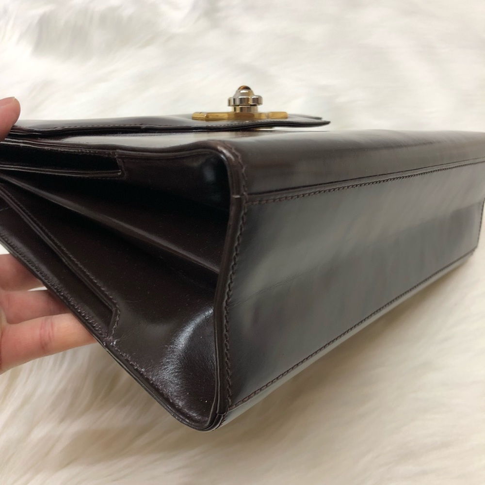 Gucci brown leather box handbag with Opal stone - Picture 2 of 10